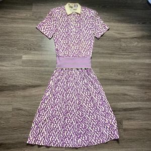 80s CALIFORNIA Girl Neiman- Marcus Abstract Belted Waist Dress Sz 6